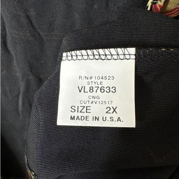 Vikki Vi Plus 2X Brown Multi Patchwork Open-front Collared Jacket - Picture 10 of 11